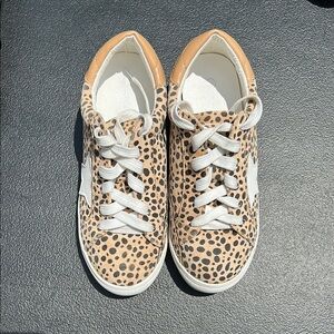 Tan and Black Low-Top Sneakers with White Soles